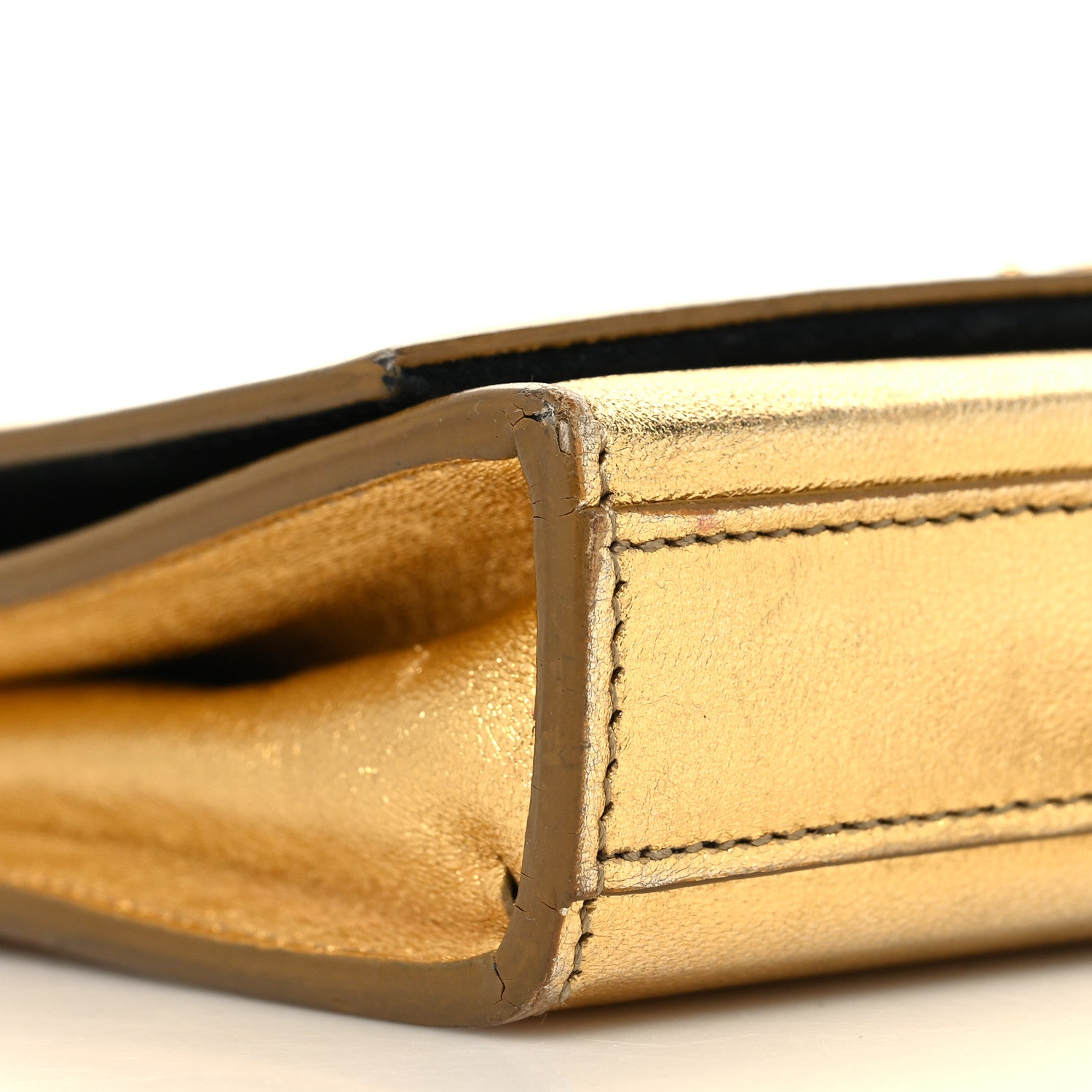 Saint Laurent Metallic Calfskin Small Classic Monogram Kate Tassel Satchel Gold 8 of 12
