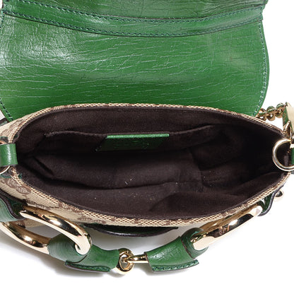 Gucci Monogram Web Horsebit Flap Bag Green 5 of 7