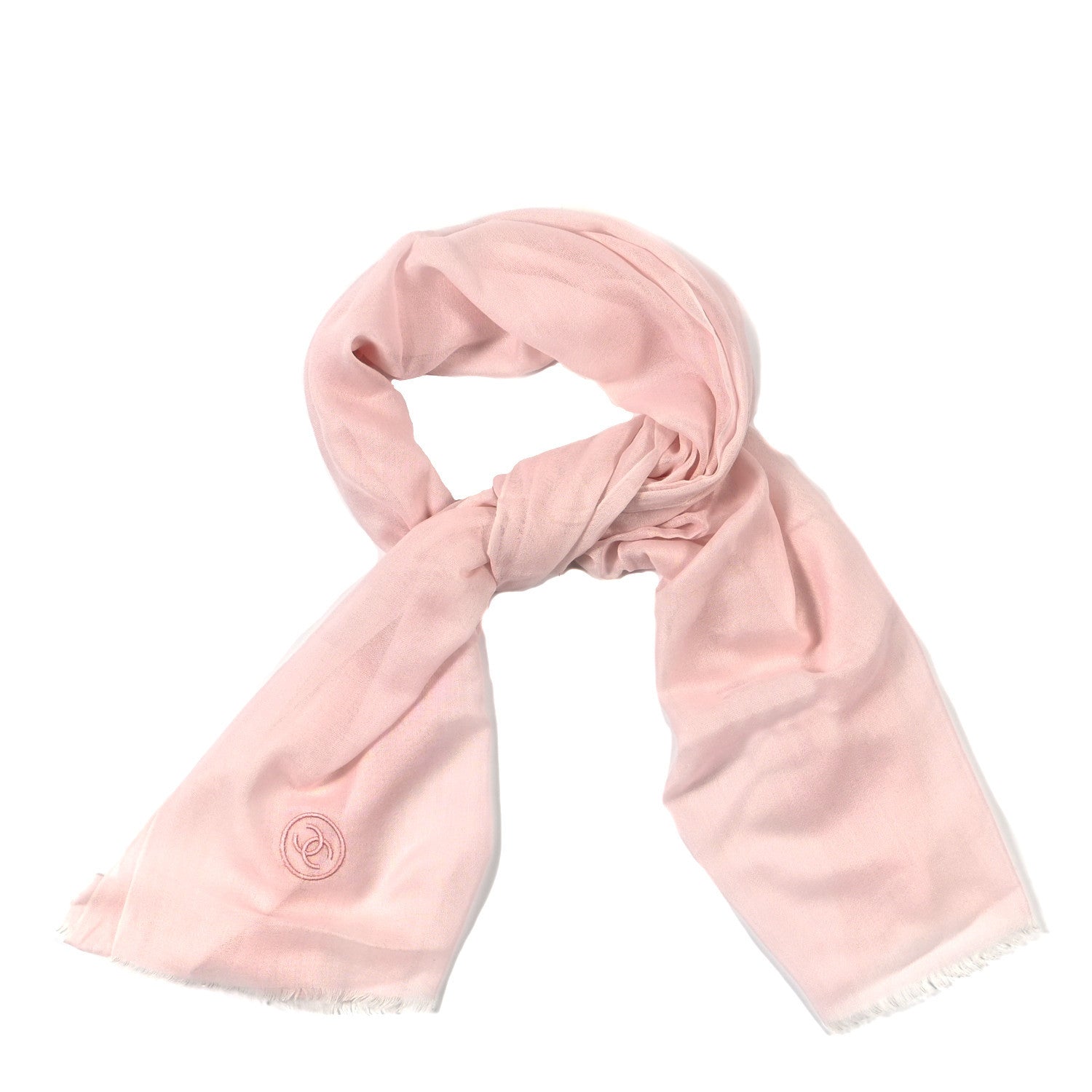 Chanel Cashmere Silk CC Fringe Scarf Pink 1 of 4
