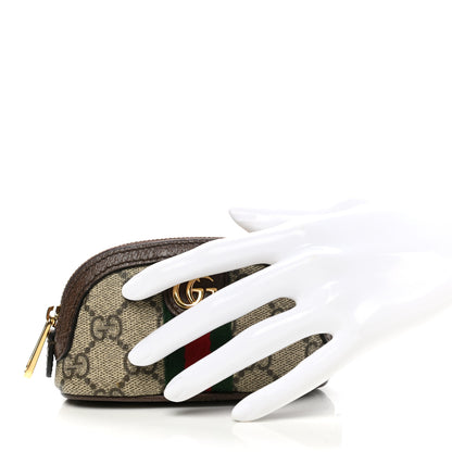 Gucci GG Supreme Monogram Web Ophidia Dome Key Pouch Beige New Acero 2 of 8