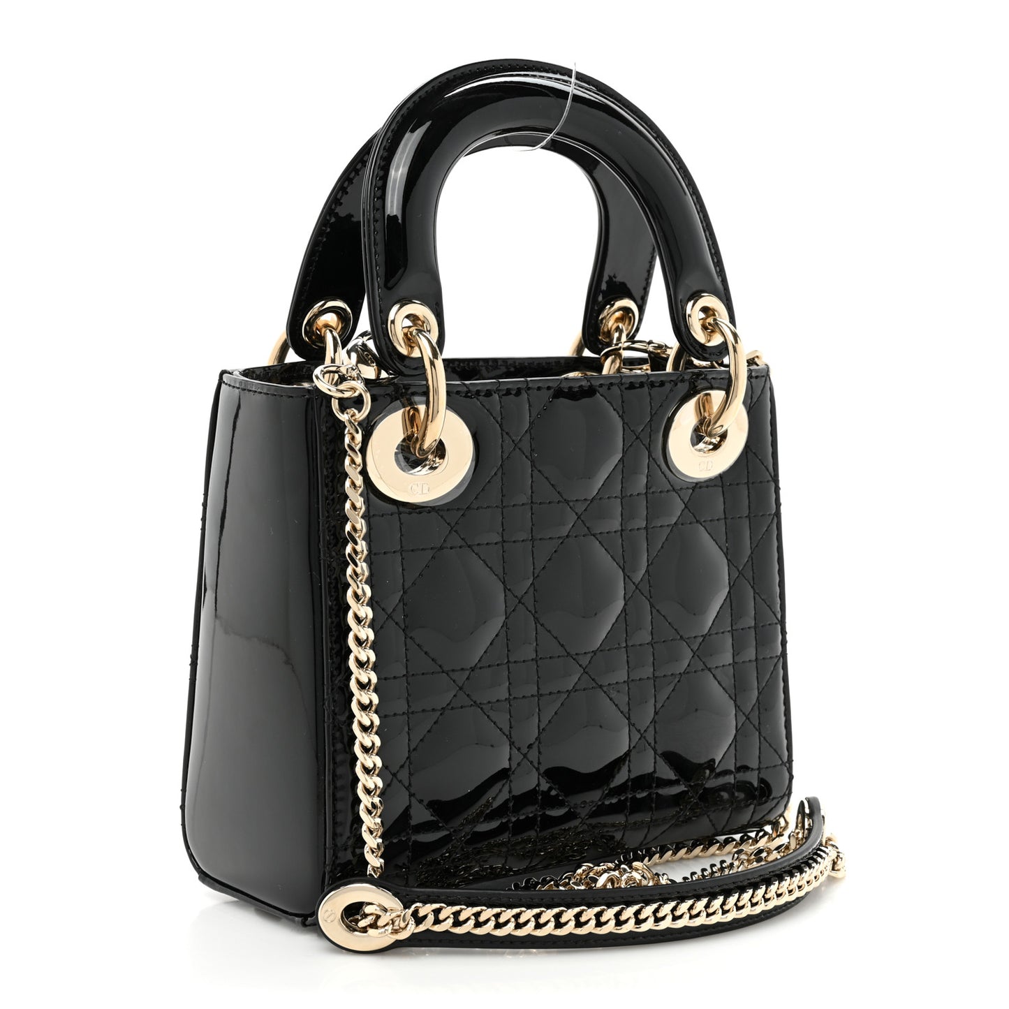 Patent Cannage Mini Lady Dior Black