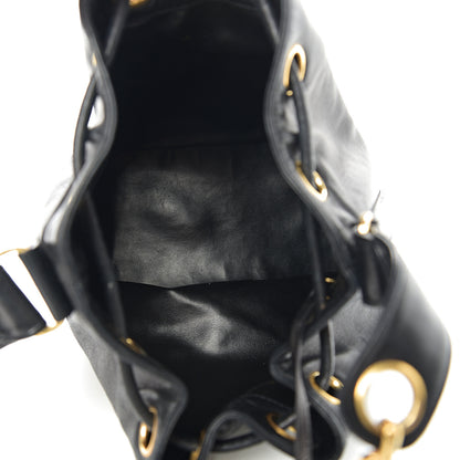 Chanel Lambskin CC Stitched Drawstring Bucket Bag Black 5 of 11