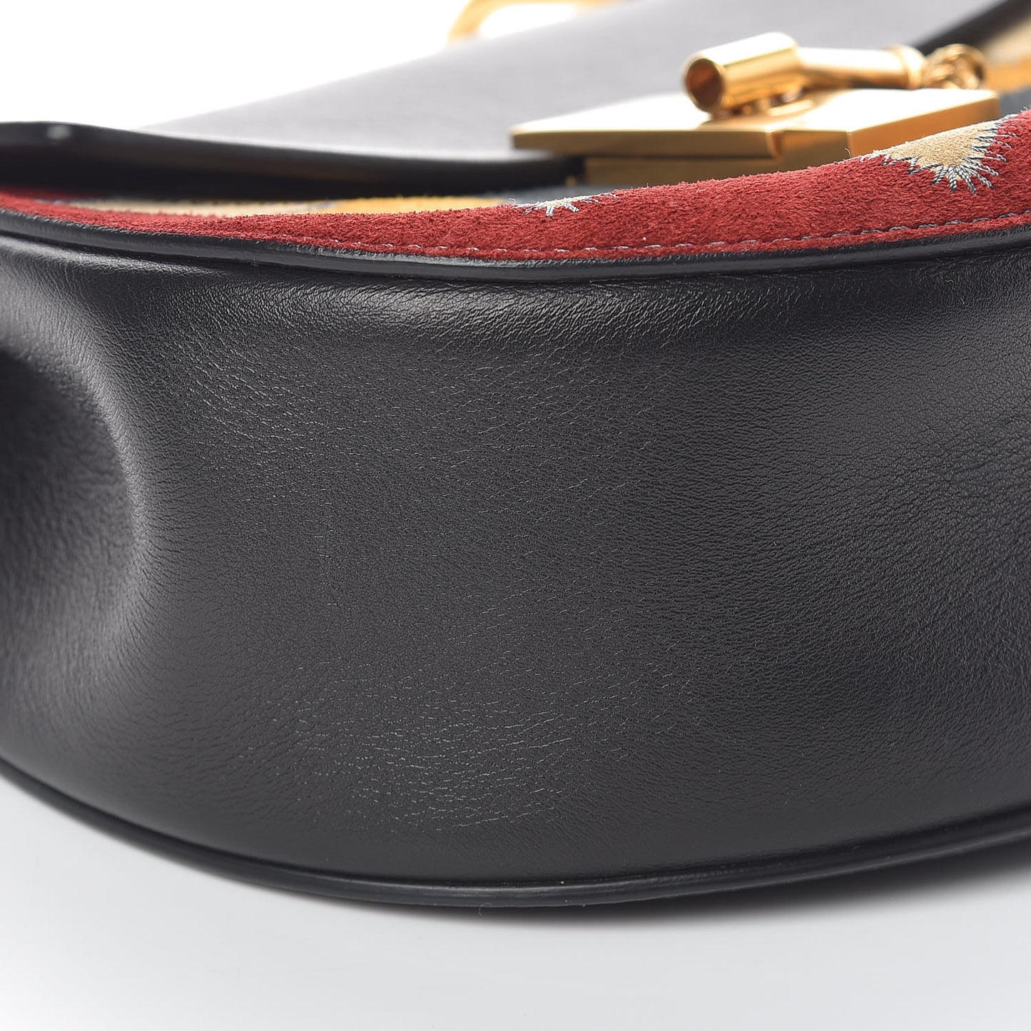 Suede Calfskin Wonder Woman Patchwork Drew Shoulder Bag Black