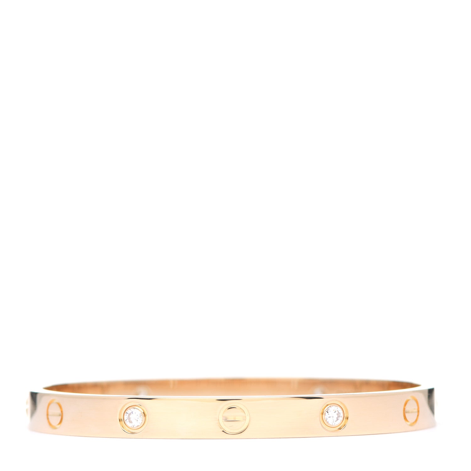 Cartier 18K Yellow Gold 4 Diamond LOVE Bracelet 17 2 of 6