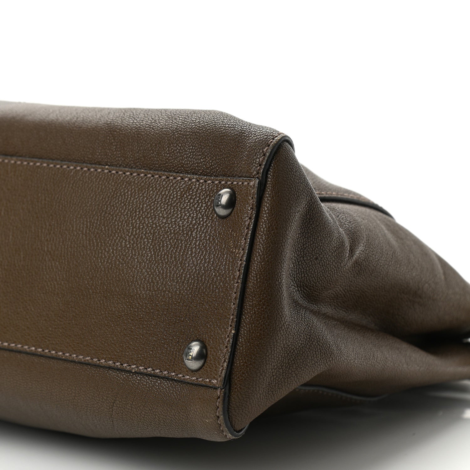 Fendi Goatskin Zucca Medium Peekaboo Iconic Satchel Taupe Tobacco Moro 9 of 9