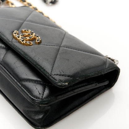 Chanel Lambskin Quilted Chanel 19 Wallet On Chain WOC Black 12 of 13
