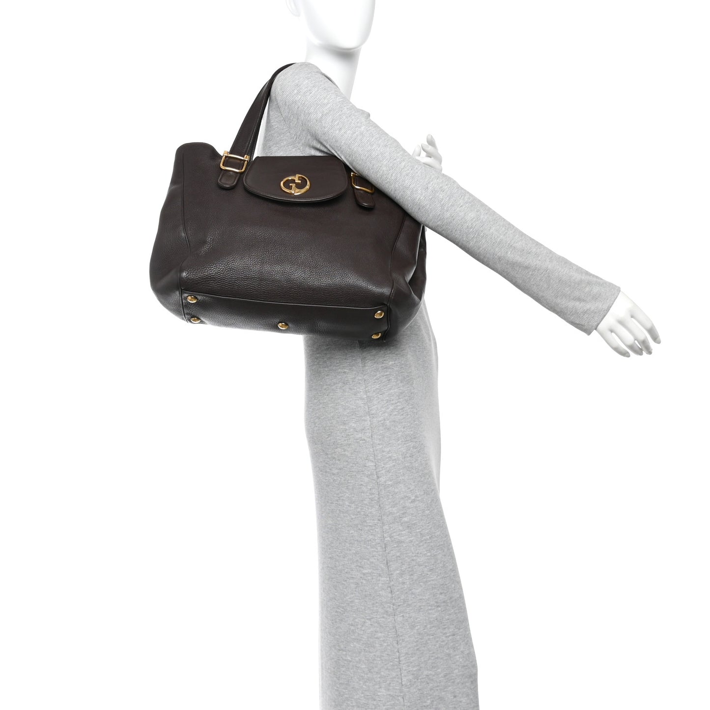 Pebbled Calfskin Medium 1973 Tote Dark Brown