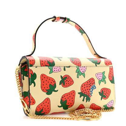 Gucci Calfskin Strawberry Print Mini Zumi Shoulder Bag Ivory Red 3 of 10