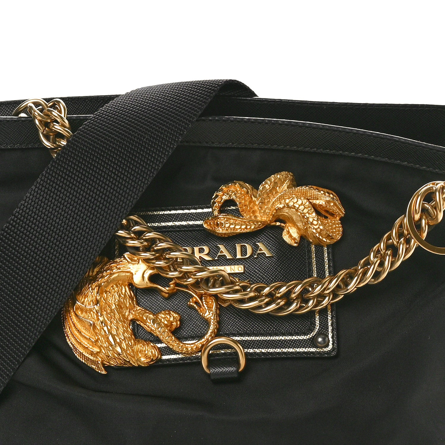 Prada Tessuto Nylon Saffiano Animalier Messenger Bag Black 7 of 9