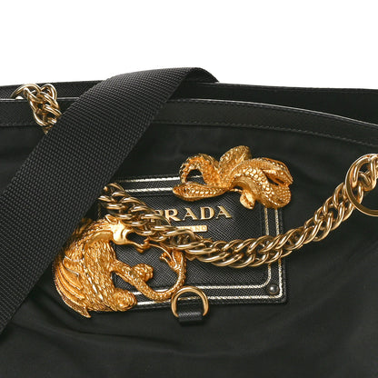 Prada Tessuto Nylon Saffiano Animalier Messenger Bag Black 7 of 9