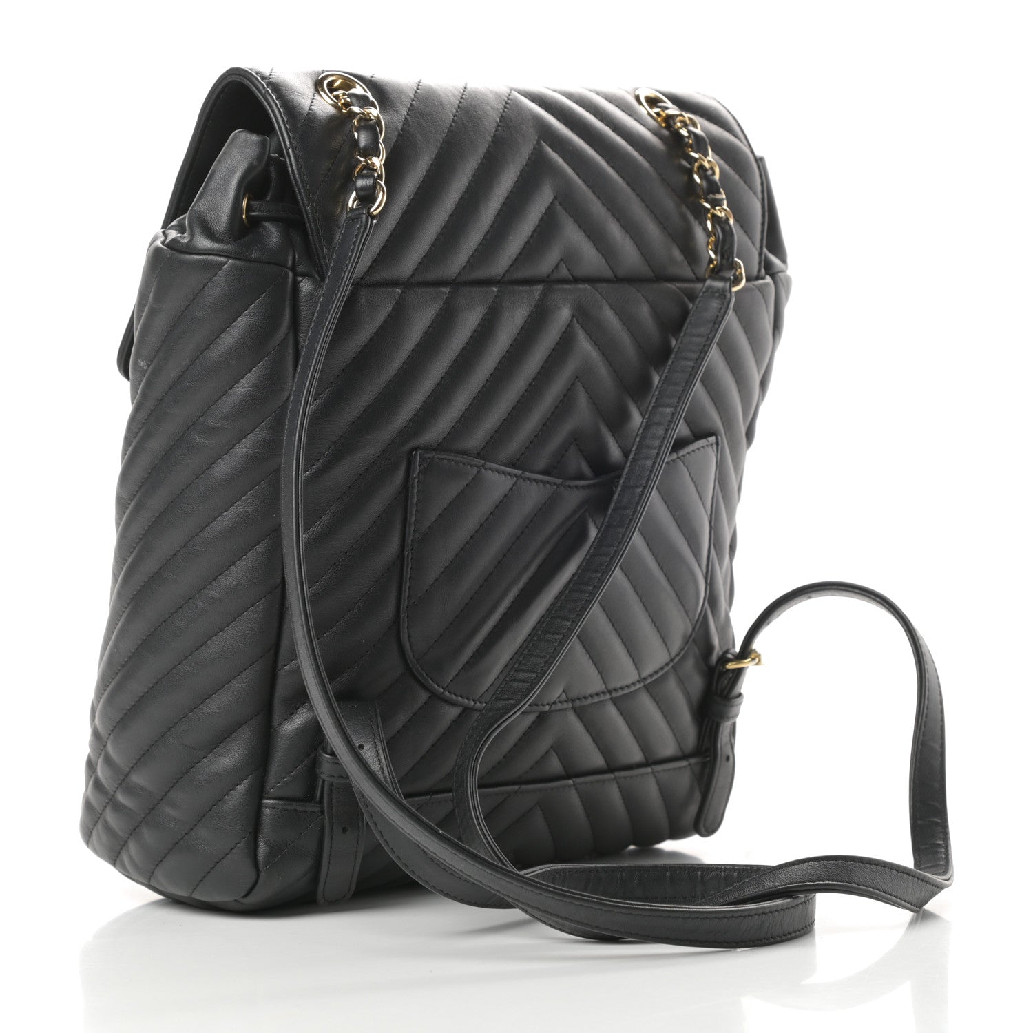 Chanel Calfskin Chevron Quilted Large Urban Spirit Backpack Black 3 of 14