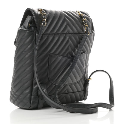 Chanel Calfskin Chevron Quilted Large Urban Spirit Backpack Black 3 of 14