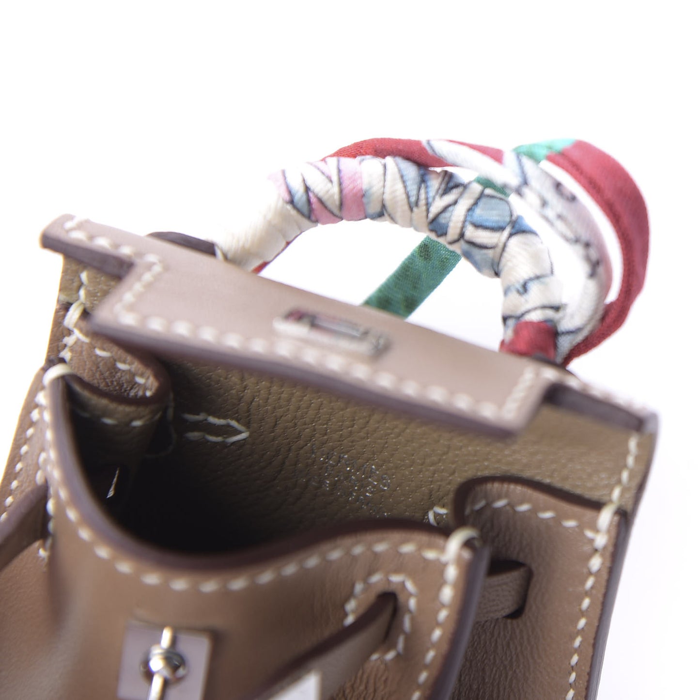 Tadelakt Mini Kelly Twilly Bag Charm Etoupe