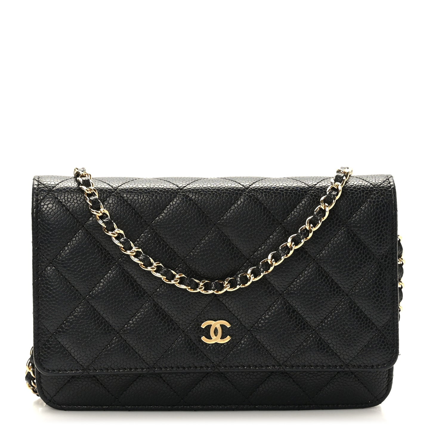 Caviar Quilted Wallet on Chain WOC Black