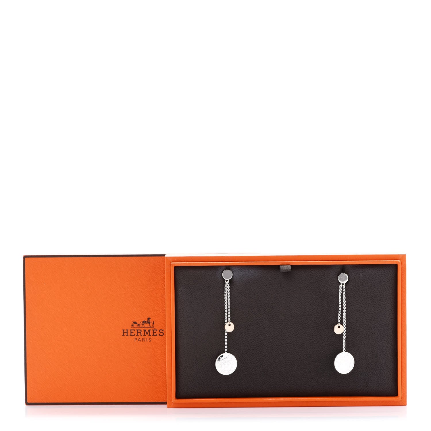 Hermes Sterling Silver 18K Rose Gold PM Ex-Libris Earrings 5 of 5