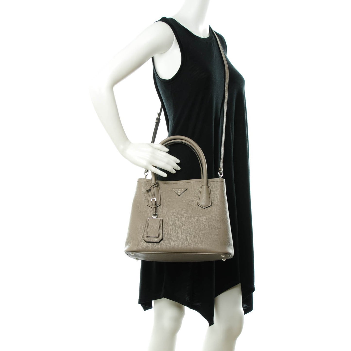 Vitello Daino Small Double Bag Argilla Black