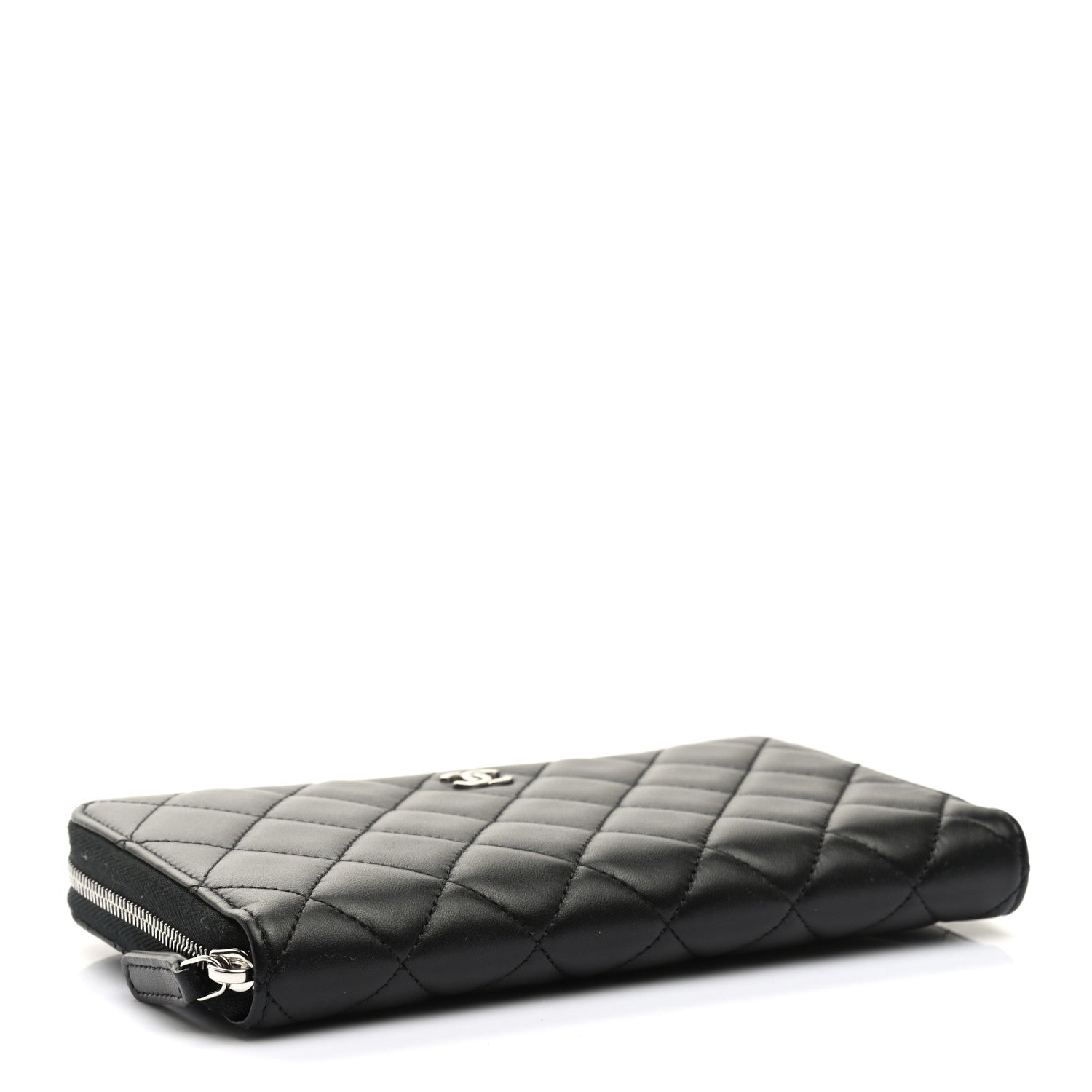 Chanel Lambskin Quilted Large Gusset Zip Around Wallet Black 4 of 10