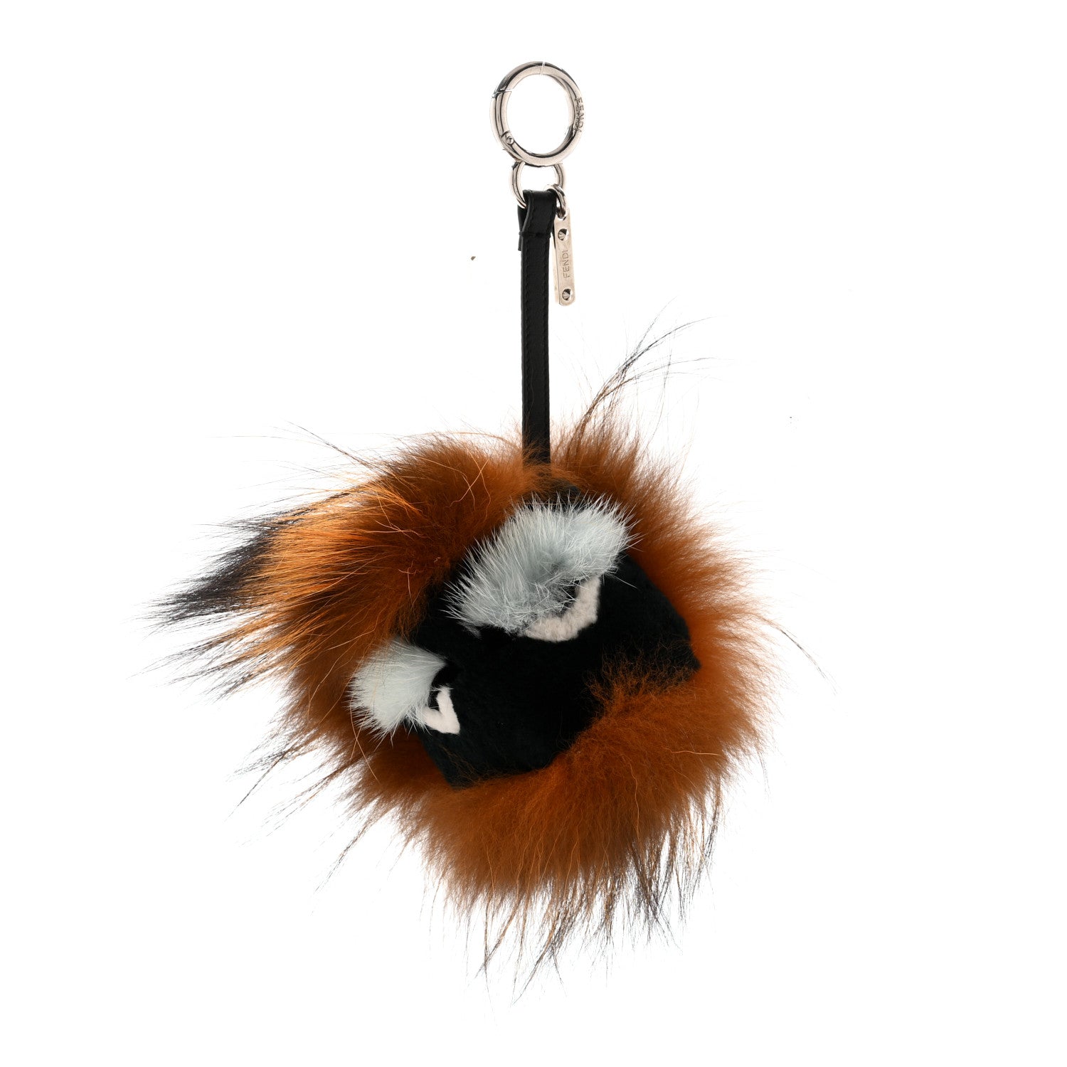 Fendi Fox Mink Rabbit Fur Vitello Flamingo Kooky Monster Bag Bug Charm Zucca Multicolor Black 1 of 5
