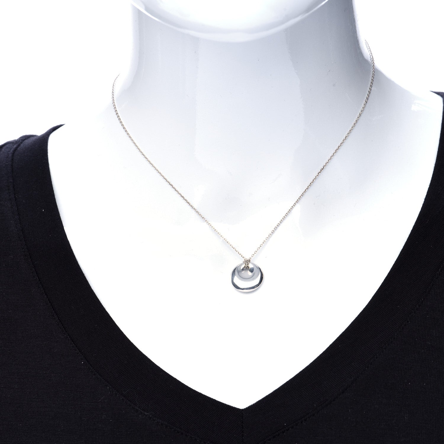 Tiffany Sterling Silver 14mm Elsa Peretti Round Disc Pendant Necklace 2 of 5
