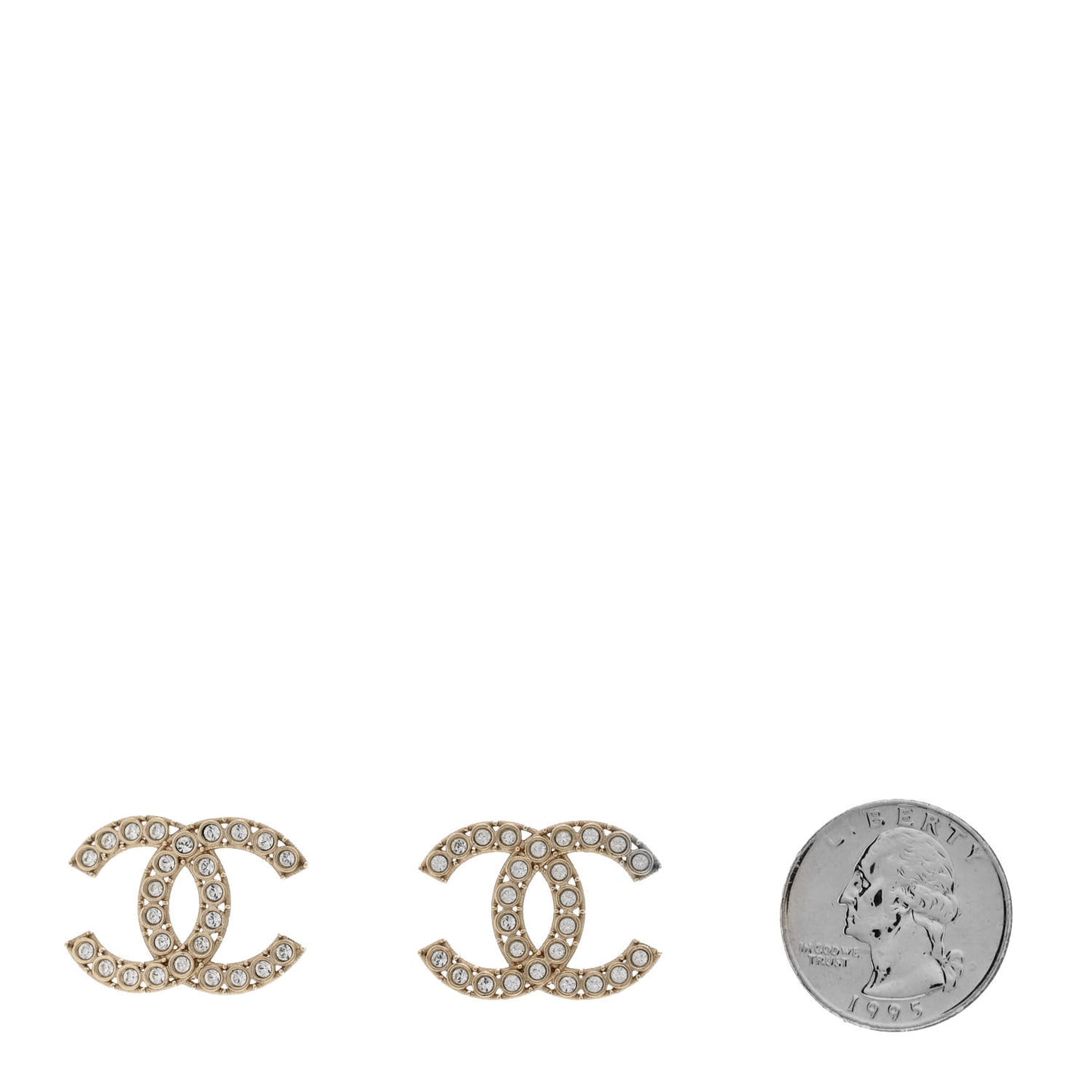 Crystal CC Large Stud Earrings Gold