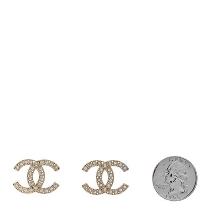 Chanel Crystal CC Large Stud Earrings Gold 2 of 5