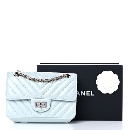 Chanel Aged Calfskin Chevron Quilted 2.55 Reissue Mini Flap Light Blue 10 of 10
