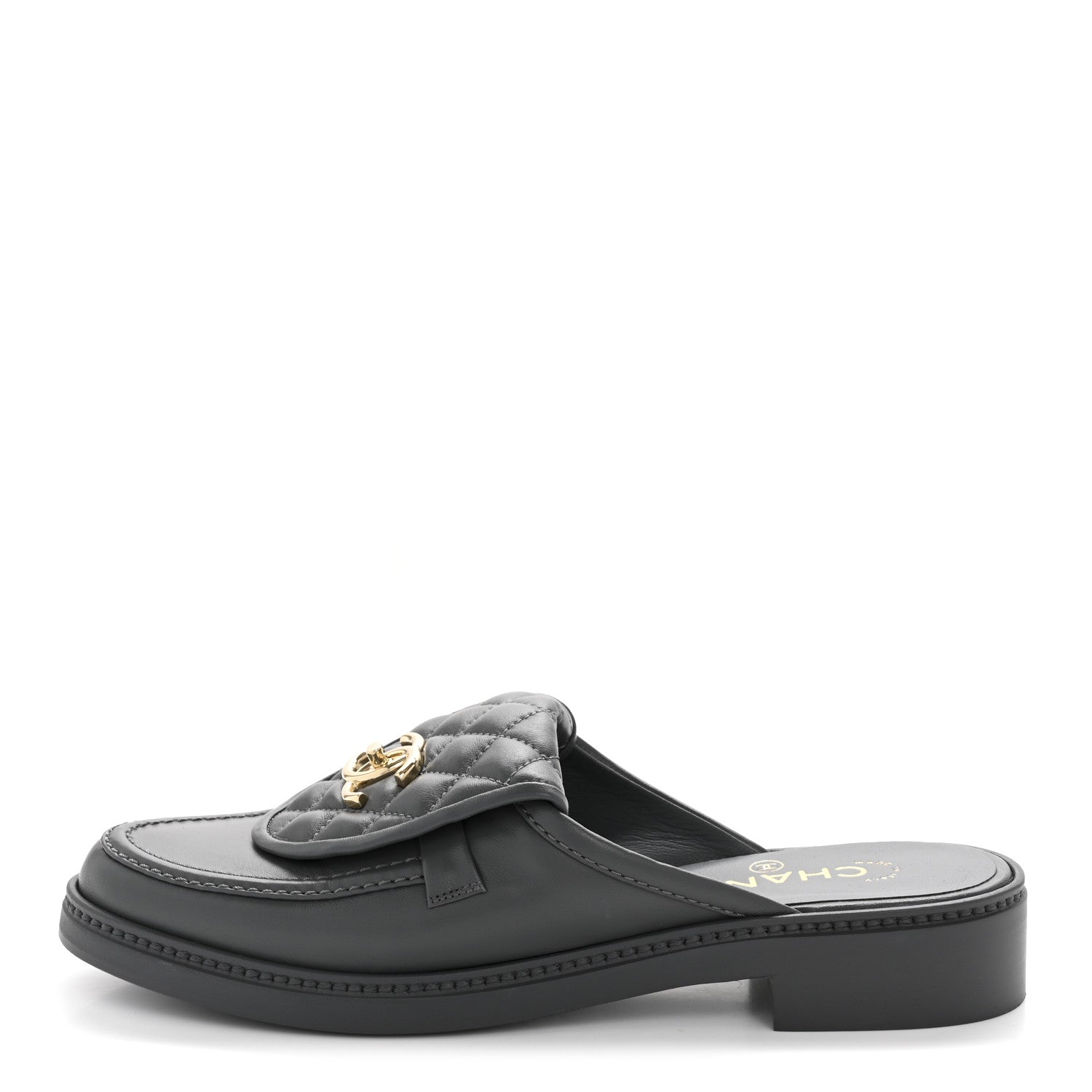 Chanel Lambskin Quilted CC Turnlock Mules 39 Grey 1 of 9