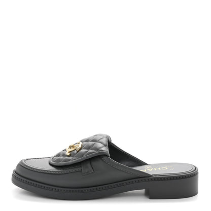 Chanel Lambskin Quilted CC Turnlock Mules 39 Grey 1 of 9