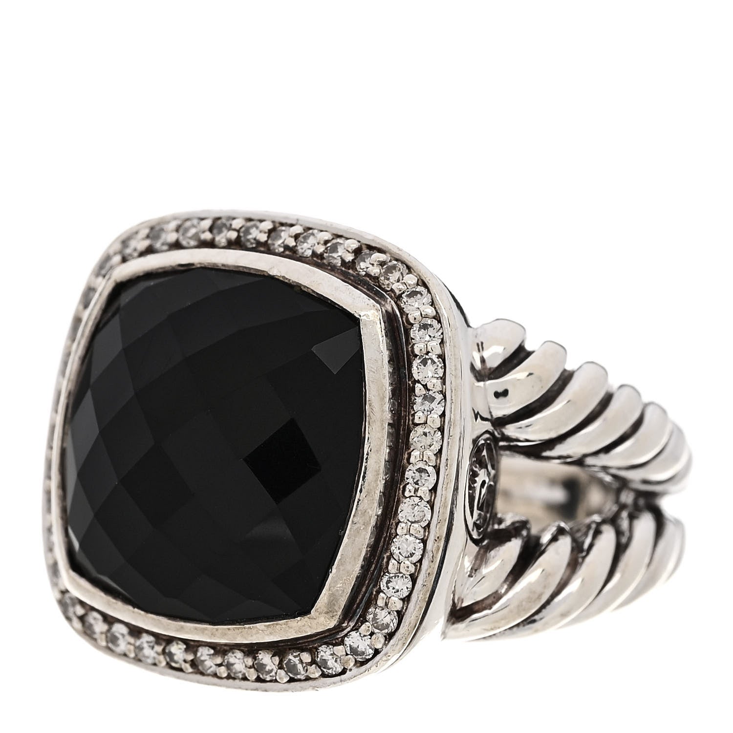 David Yurman Sterling Silver Diamond Black Onyx 11mm Albion Ring 52 6 3 of 5