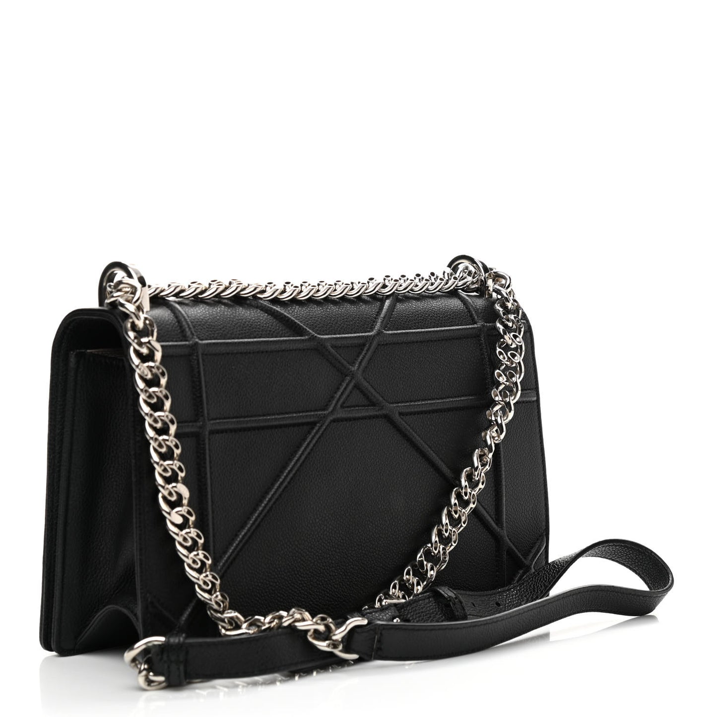 Grained Calfskin Medium Diorama Flap Bag Black