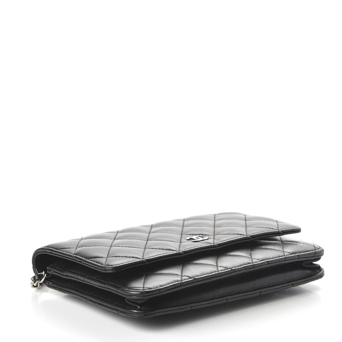 Lambskin Quilted Wallet On Chain WOC Black