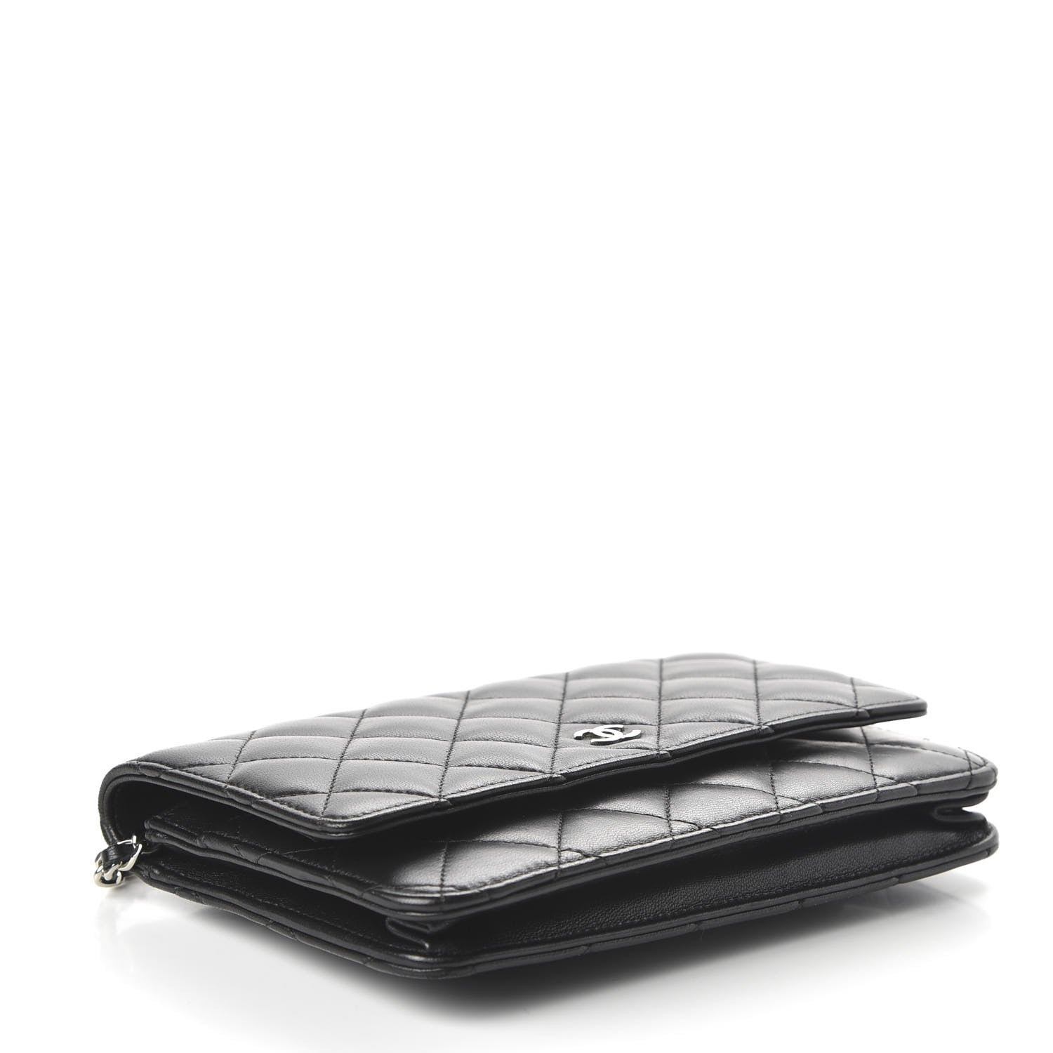 Chanel Lambskin Quilted Wallet On Chain WOC Black 4 of 12