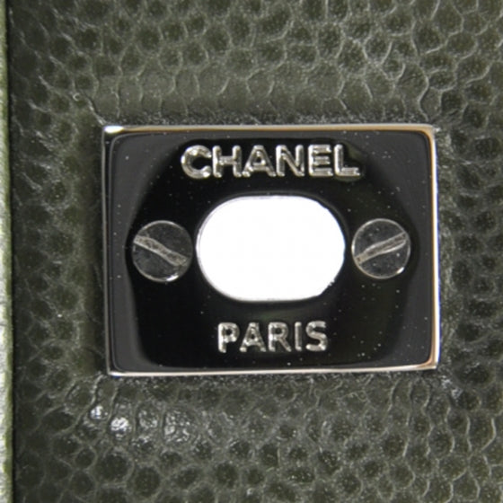 Chanel Caviar Jumbo Double Flap Dark Green 9 of 10