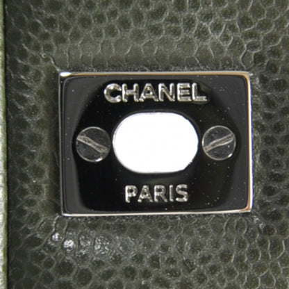 Chanel Caviar Jumbo Double Flap Dark Green 9 of 10