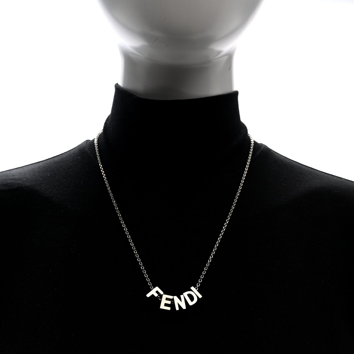 Metal Logo Charm Necklace Silver