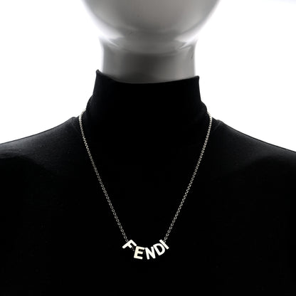 Fendi Metal Logo Charm Necklace Silver 2 of 4
