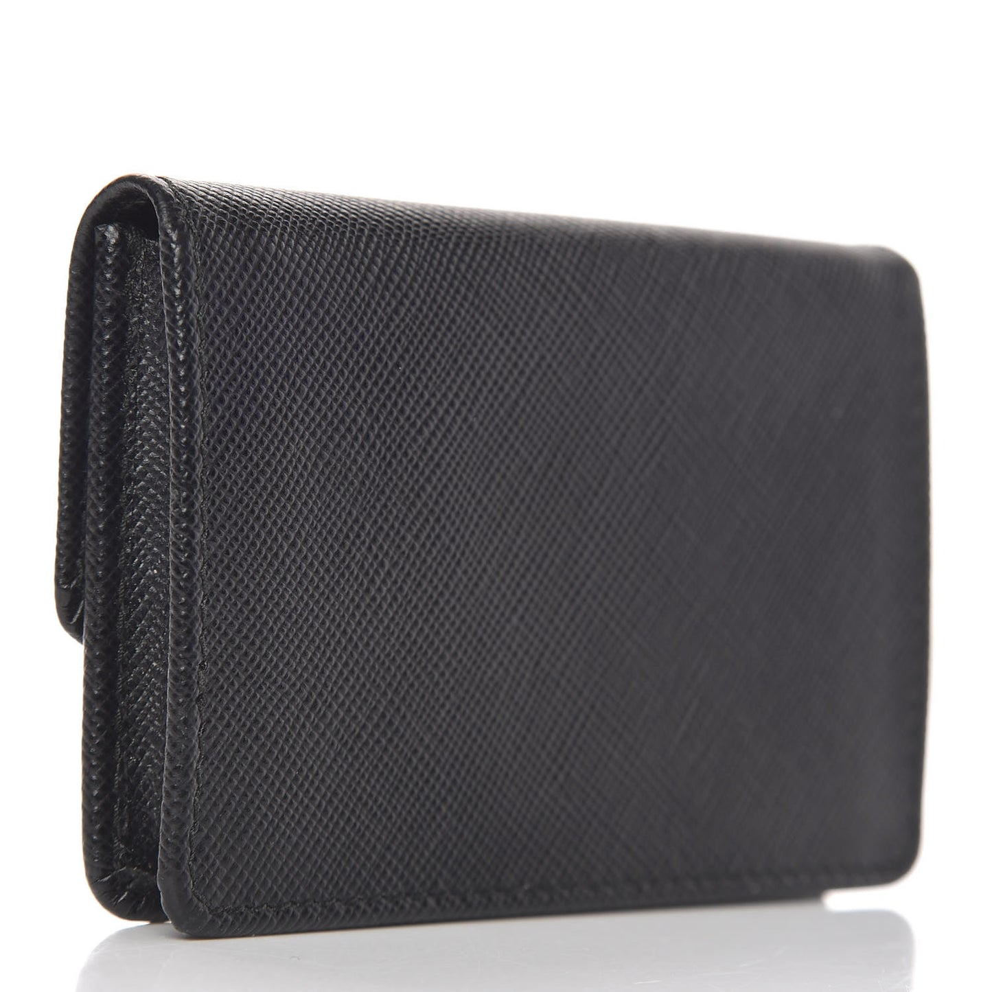 Saffiano Metal Flap Card Holder Black