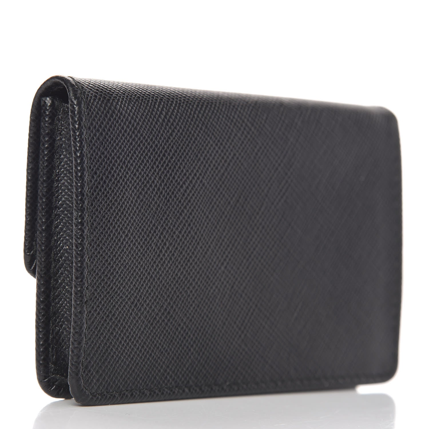 Prada Saffiano Metal Flap Card Holder Black 3 of 8