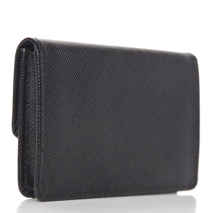 Prada Saffiano Metal Flap Card Holder Black 3 of 8