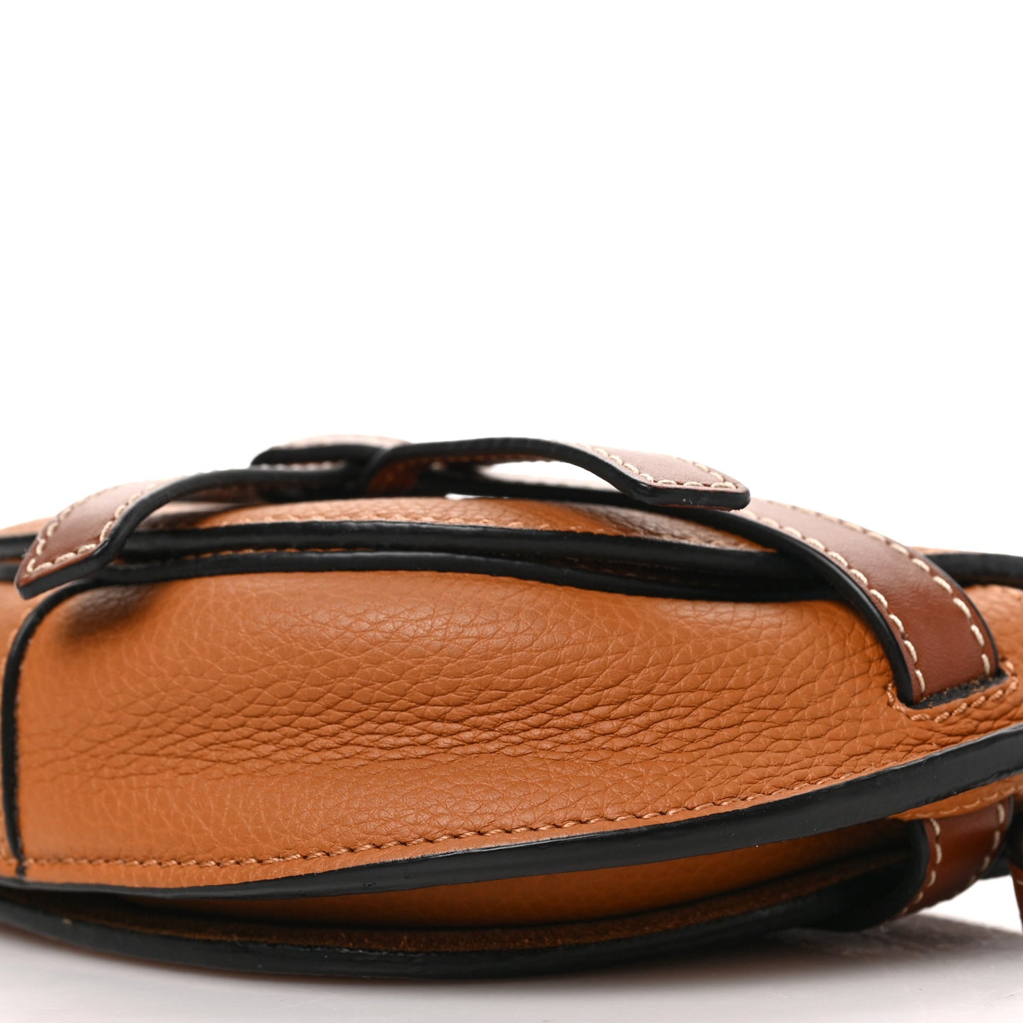Grained Calfskin Mini Gate Crossbody Bag Caramel Pecan