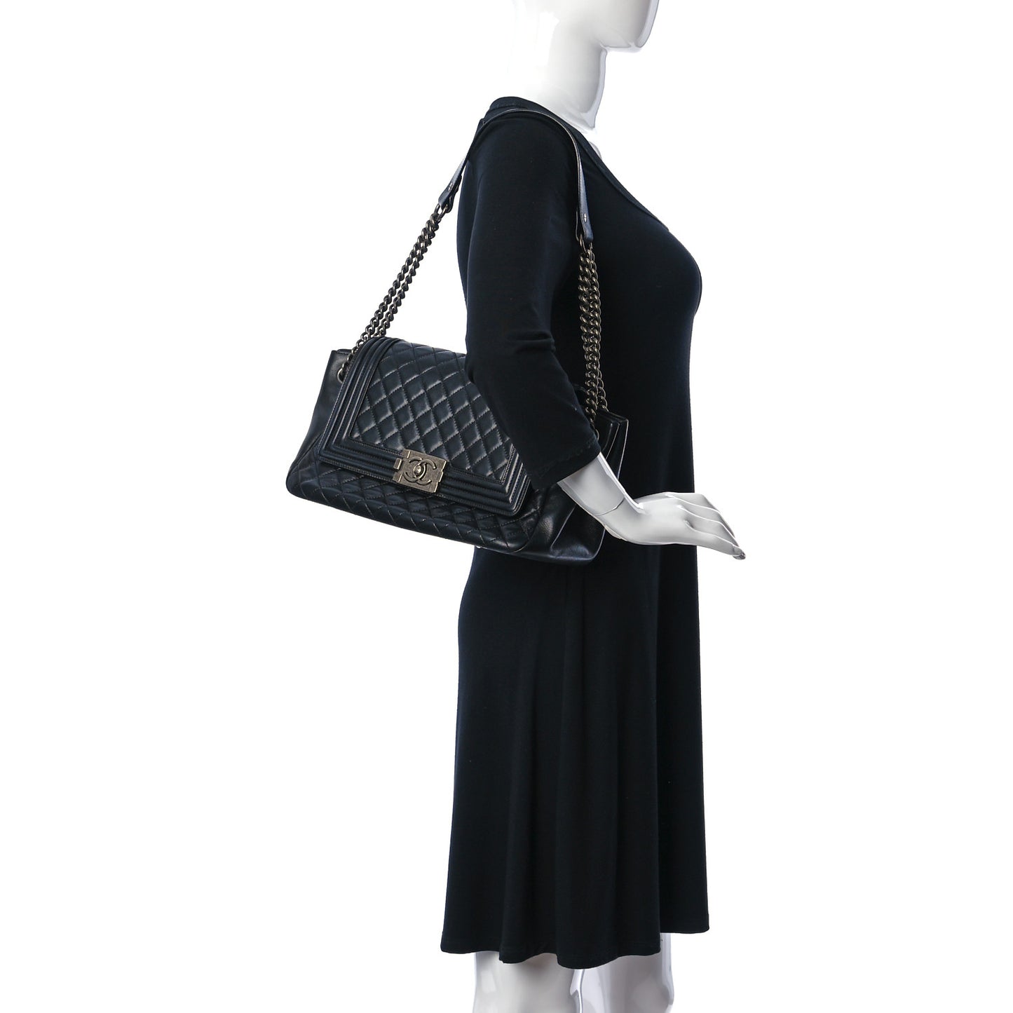 Lambskin Quilted Accordion Boy Flap Black