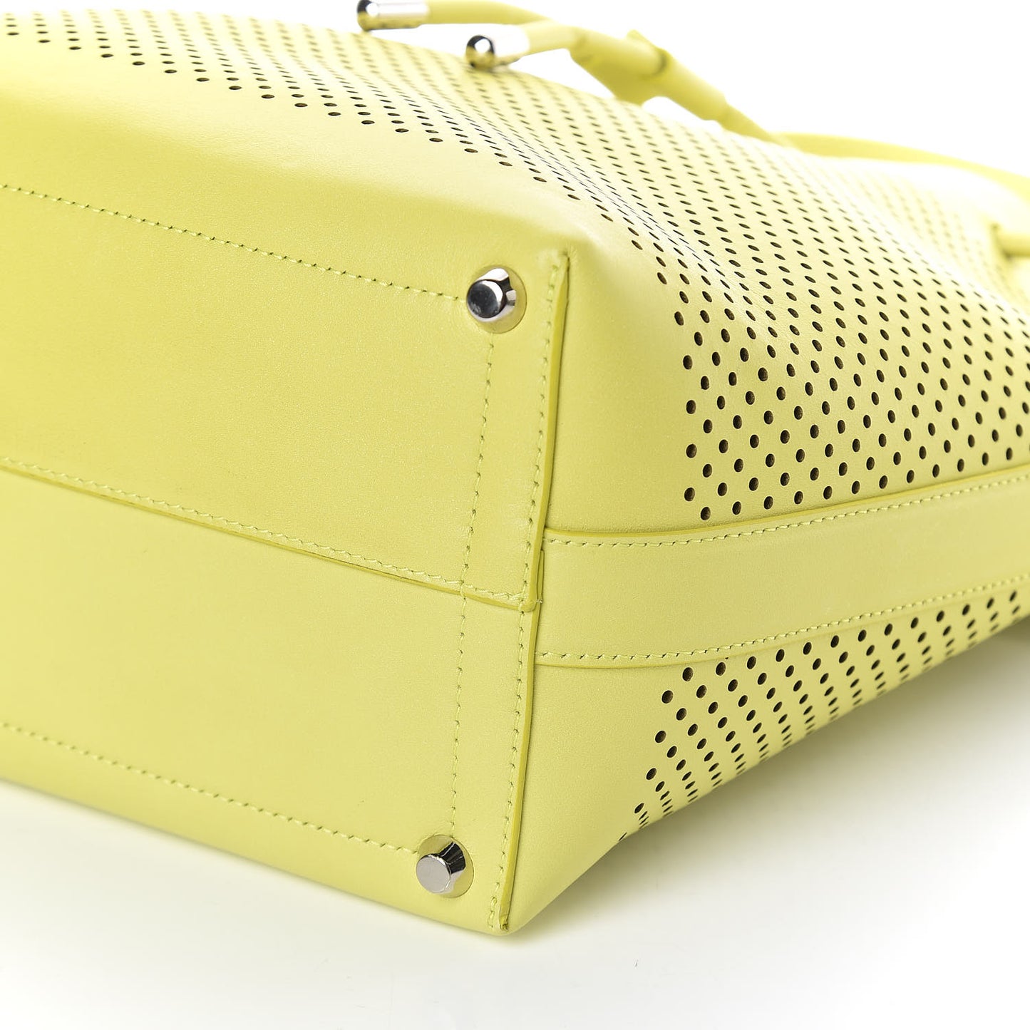 Calfskin Perforated Medium Bucket Bag Sulphur