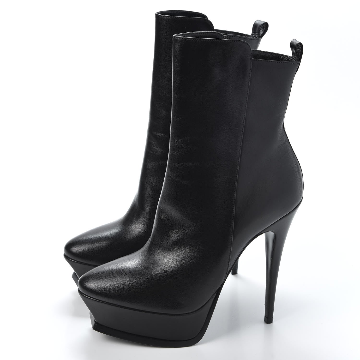 Saint Laurent Nappa Tribute Platform Ankle Boots 38.5 Black 3 of 9