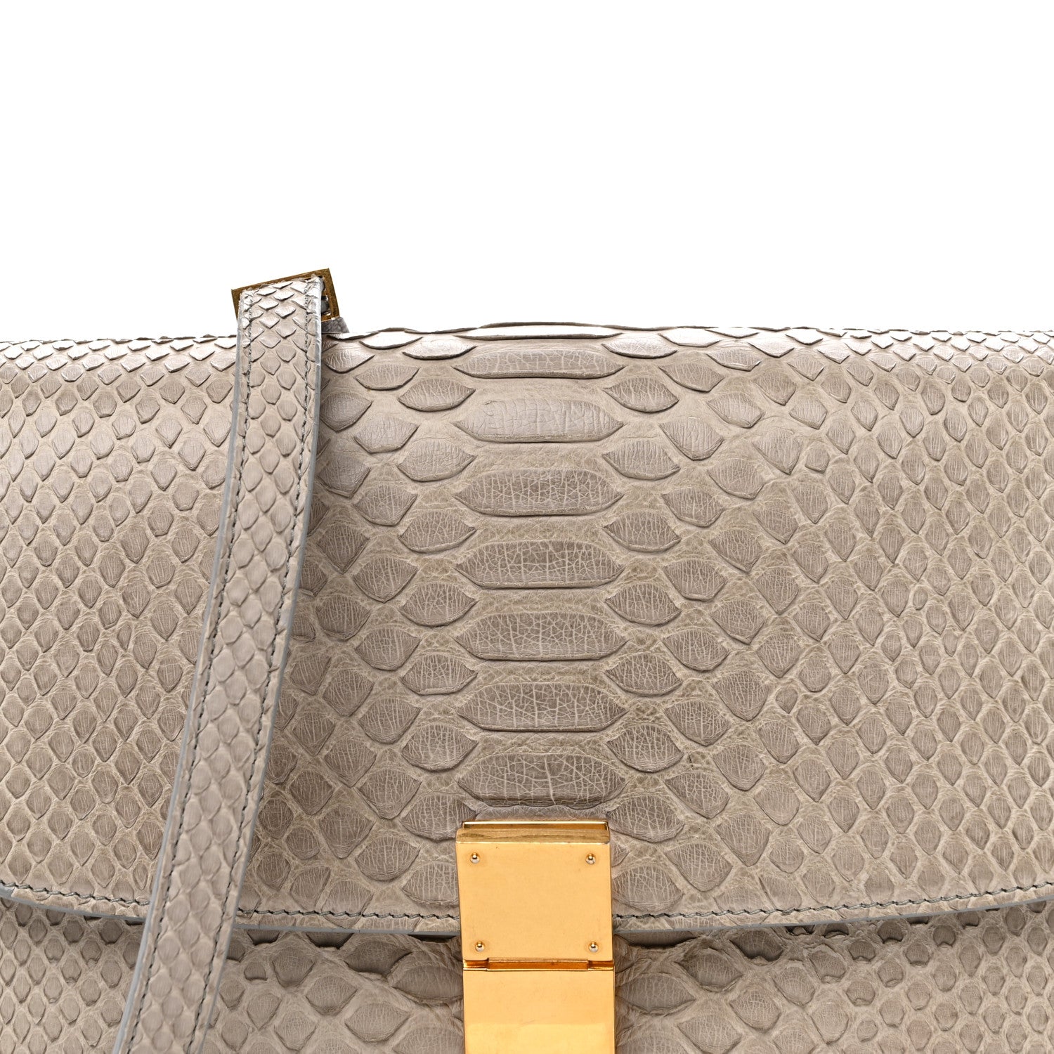 Celine Snakeskin Medium Classic Box Flap Bag Grey 7 of 11