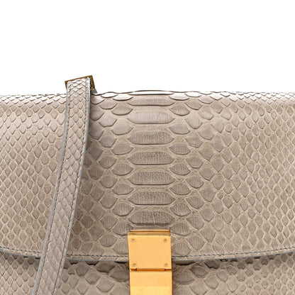 Celine Snakeskin Medium Classic Box Flap Bag Grey 7 of 11