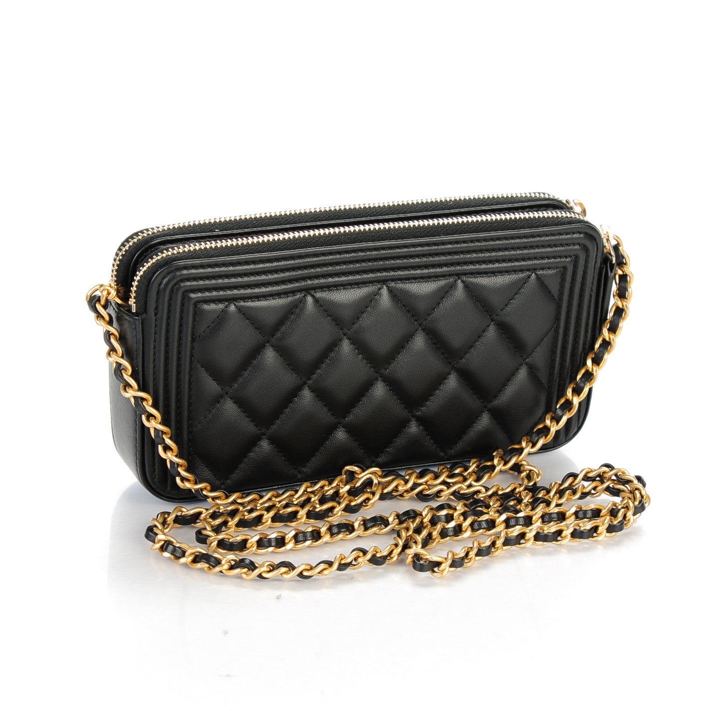 Chanel Lambskin Quilted Small Boy Clutch With Chain Black 3 of 9