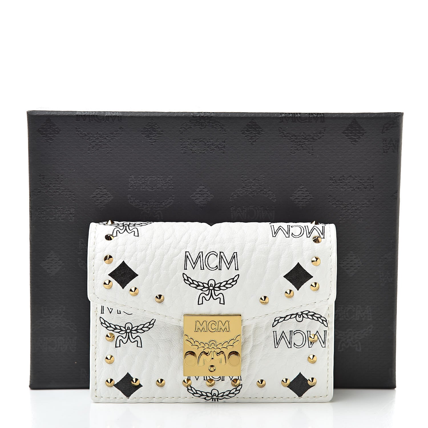 MCM Visetos Mini Accordion Card Wallet White 8 of 8