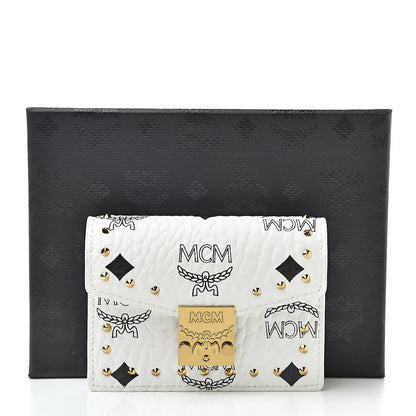 MCM Visetos Mini Accordion Card Wallet White 8 of 8