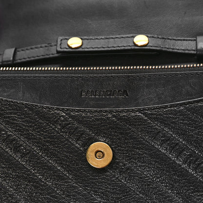 Balenciaga Shiny Goatskin Logo Embossed BB Wallet On Chain Black 6 of 11