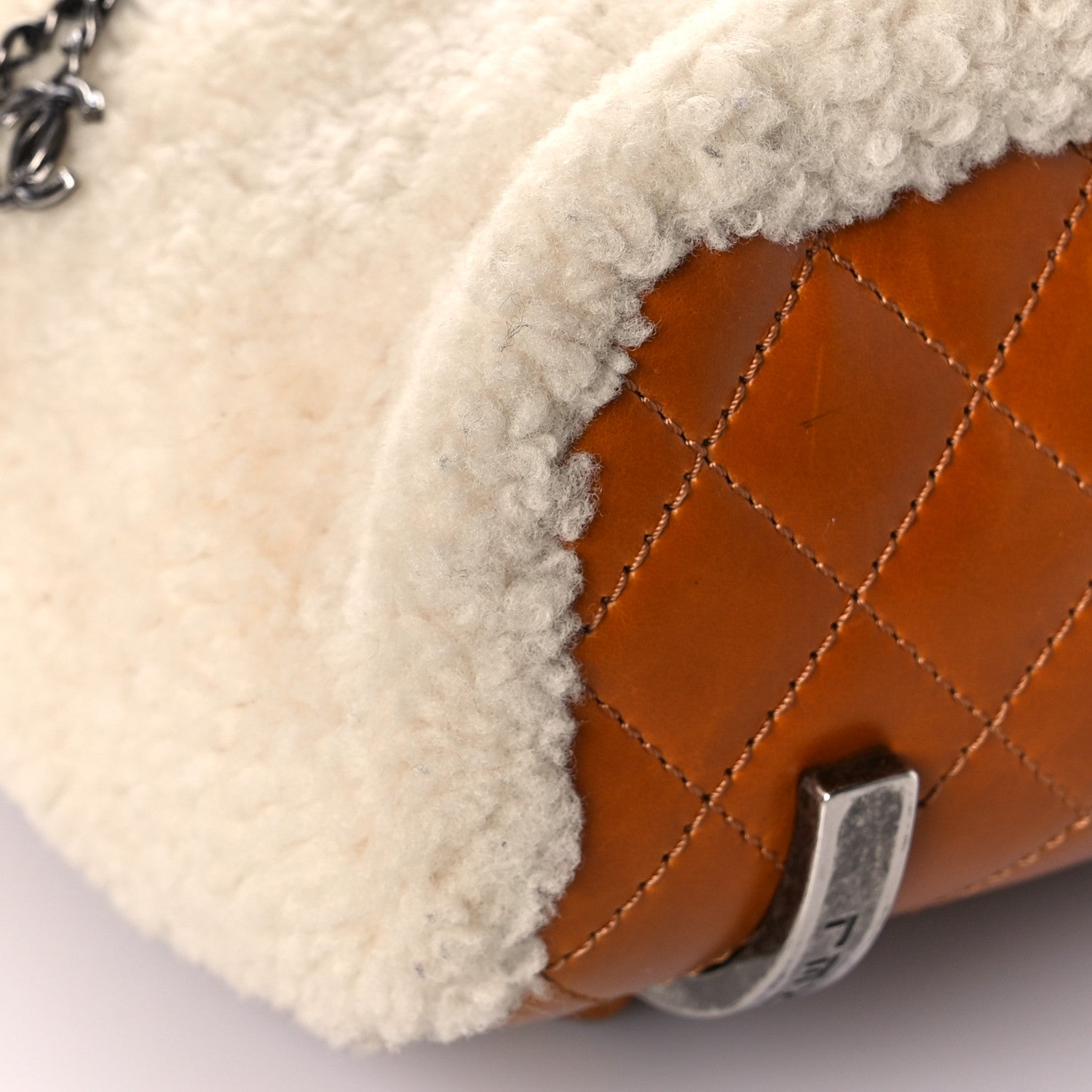 Chanel Glazed Calfskin Shearling Quilted Small Mountain Backpack Brown 7 of 15